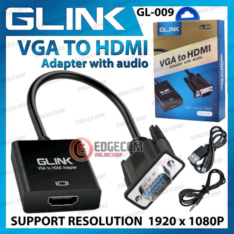 Jual GLINK VGA to HDMI Adapter with Audio Converter 1080P GL009 di