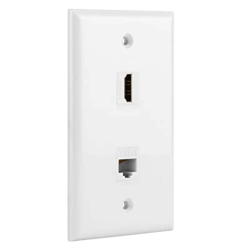 Ethernet & TV-Koaxial-Wandplatte – 1x Cat 6 RJ45 & 1x F-Typ Keystone, Flach, Einfach Zu Montieren