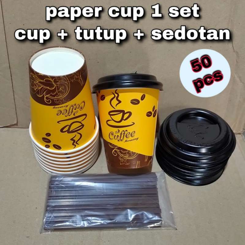 Promo Paper Cup 8 Oz 1 Set (50 Pcs) ° Gelas Kertas ° Cup Coffee ...