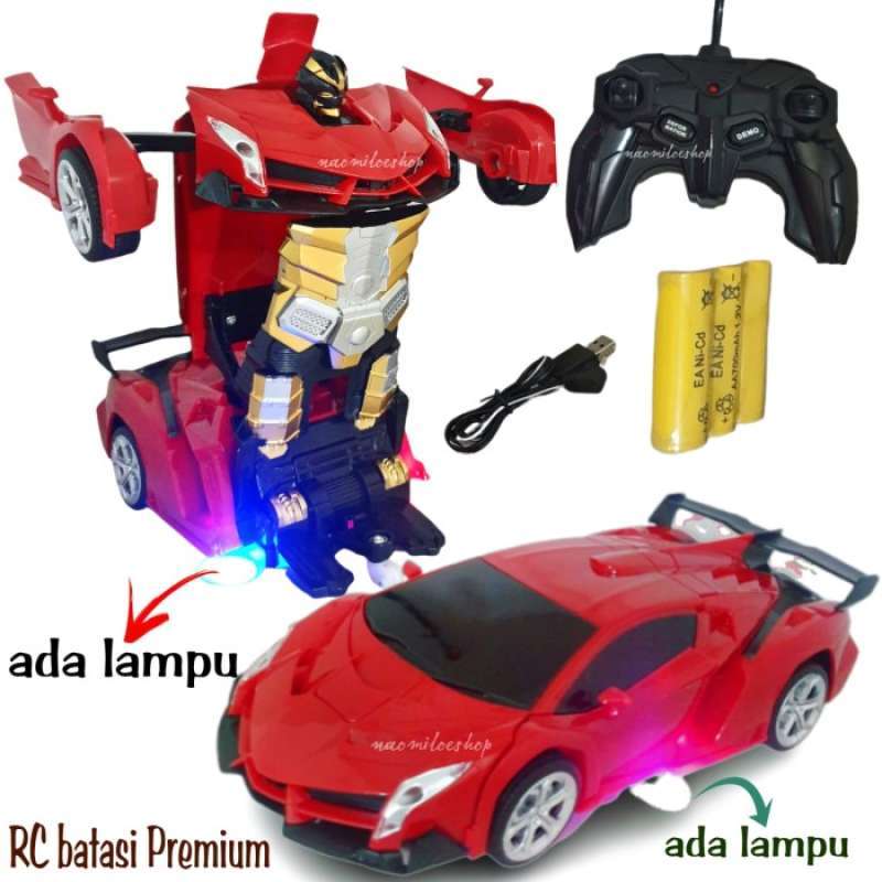 Jual RC TRANSFORMER 1 : 18 MOBIL REMOT JADI ROBOT BATASI BATERAI CAS di