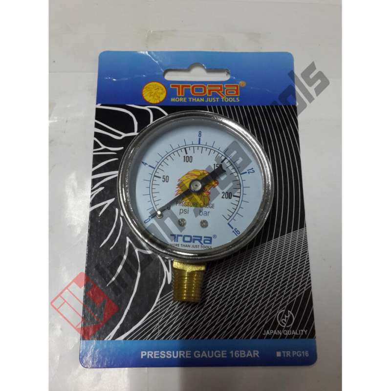 Jual Pressure Gauge Kompresor TORA 16 bar / Meteran Manometer Kompresor