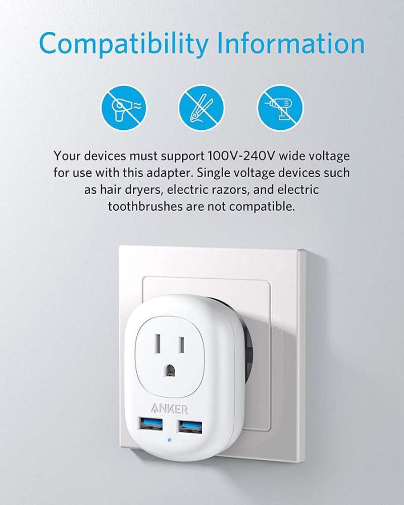 Jual Anker Travel Adapter Powerextend Dual USB Plug Sku : A9211 Di ...
