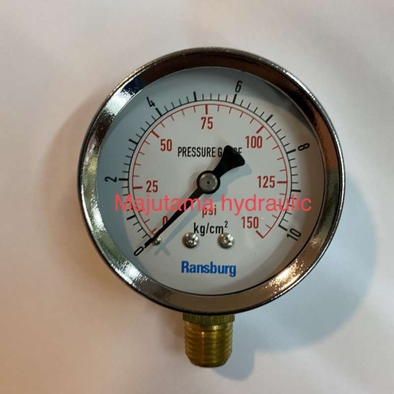 Jual Pressure gauge//manometer 21/2 inch 10 bar(kg/cm2)black steel