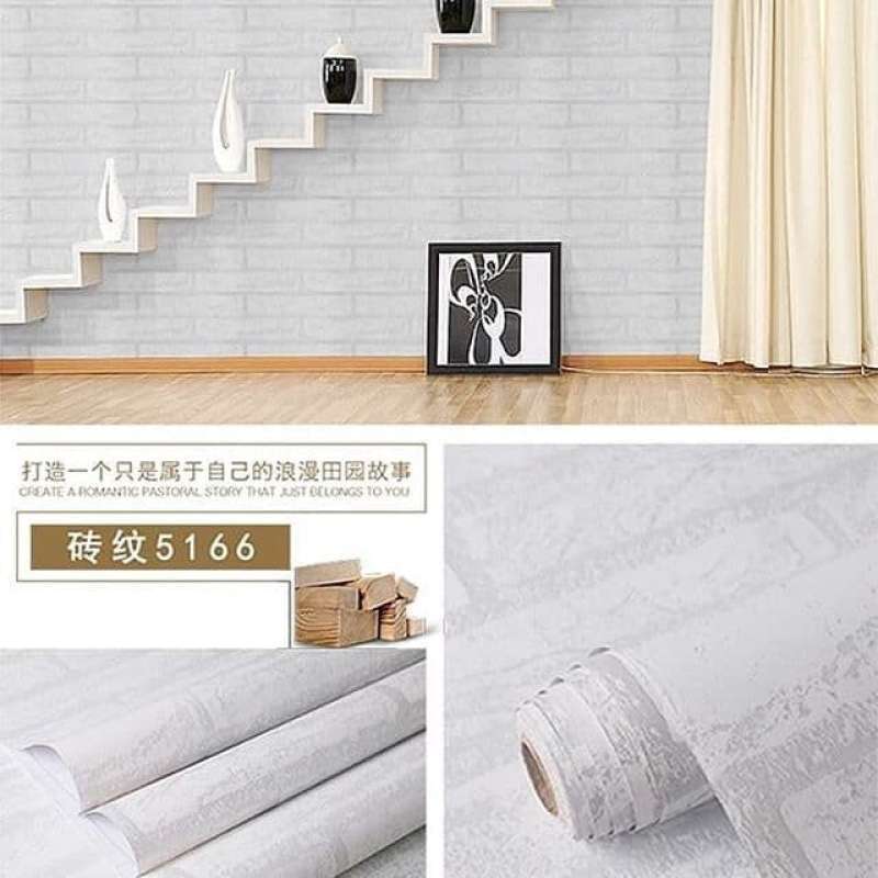 Promo Wallpaper Sticker Roll /dinding /tembok /motif bata putih Diskon