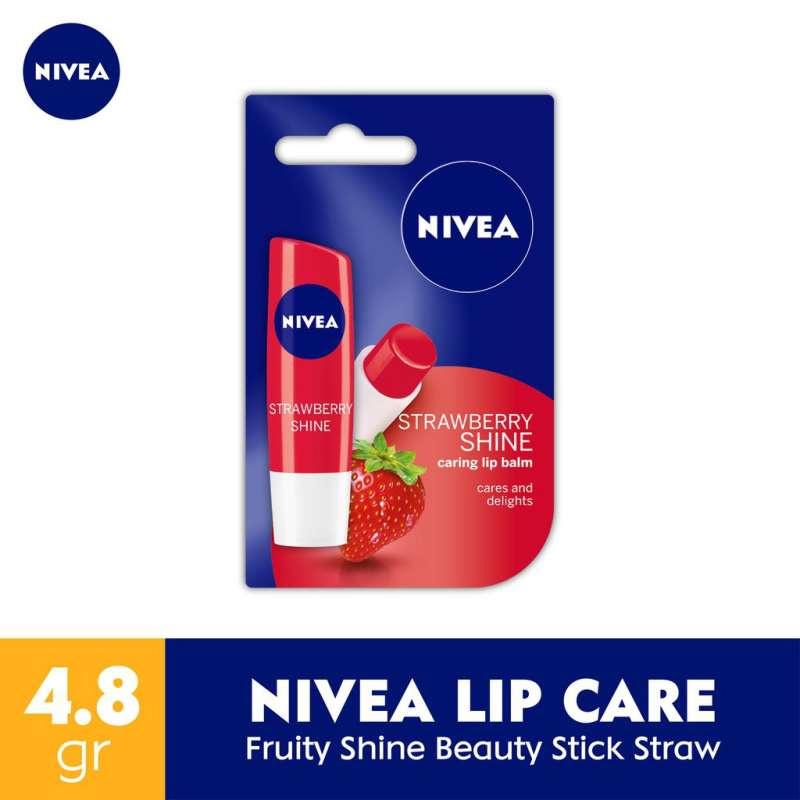 Jual Nivea Caring Lip Balm Strawberry Shine [Original/ 4.8 g] di