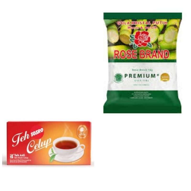 Jual Bundling Rose Brand Gula Pasir Premium 1kg x Sosro Teh Celup isi