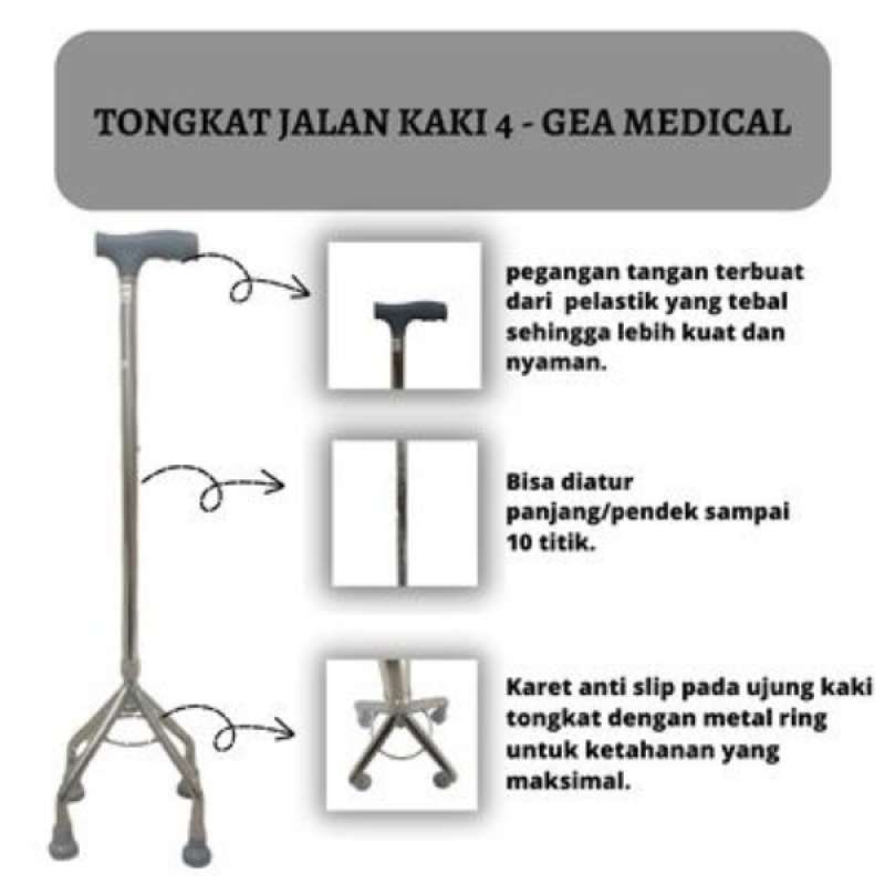 Jual Tongkat Kaki 4 Gea Medical Alat Bantu Jalan Manula Lansia Quad 