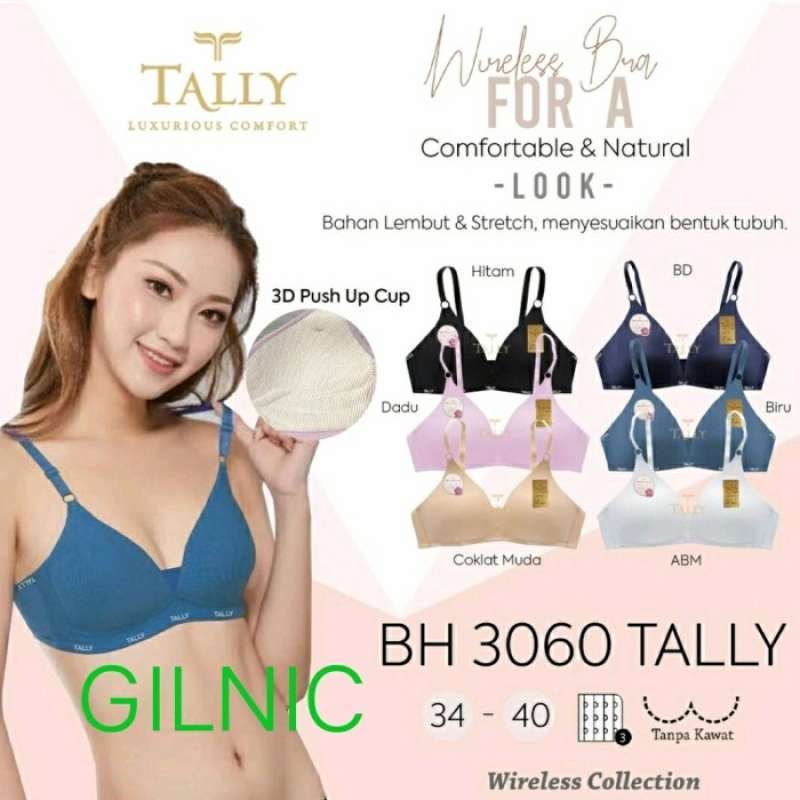 Jual TALLY 3060 Bra harian tanpa kawat bhn licin kait 3 cup B di Seller