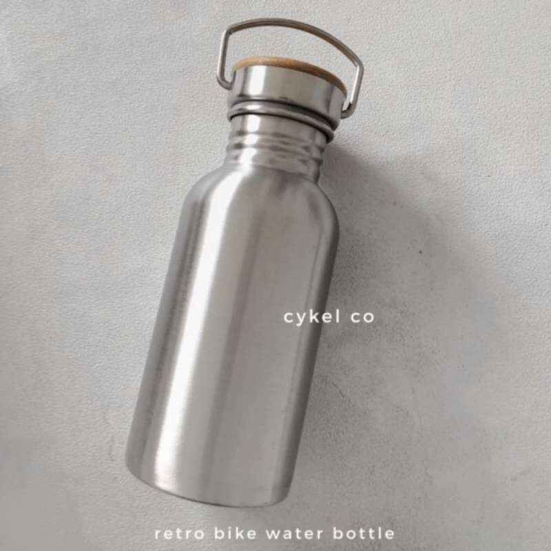 Jual vintage retro bike water bottle cycling bidon stainless steel
