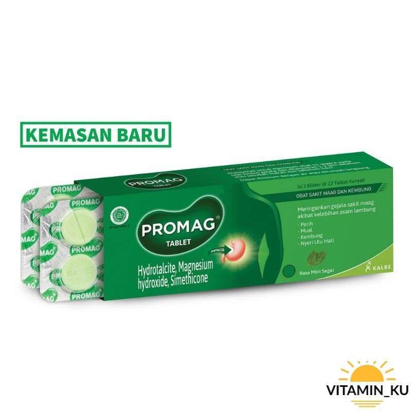 Jual Promag Tablet Obat Sakit Maag Box Isi 3 Blister (36 Tablet) di