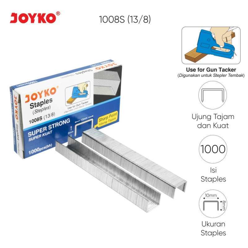 Jual Staples / Isi Stapler / Gun Tacker Refill Merk Joyko 1008S (13/8