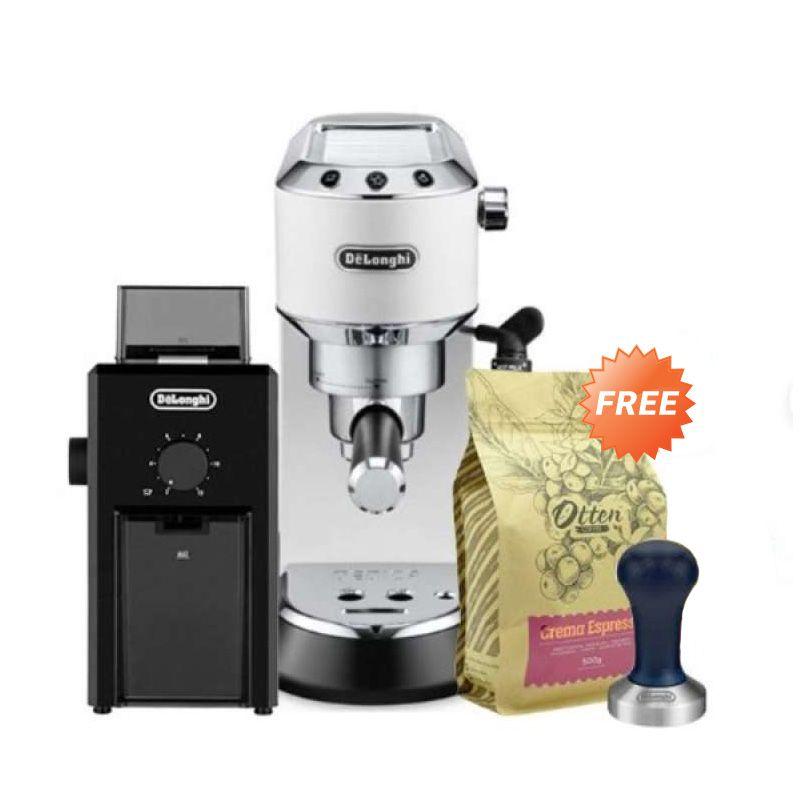 Jual Delonghi EC 685.R Dedica Style + KG79 Coffee Grinder Putih di