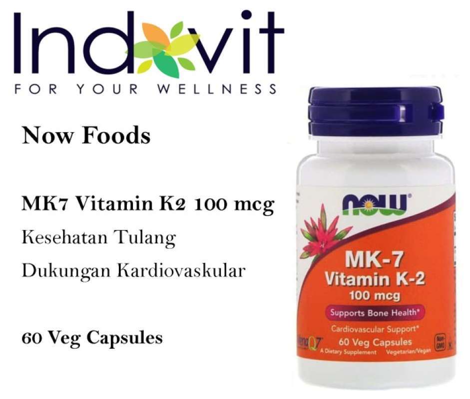 Jual NOW FOOD MK7 VITAMIN K2 100 MCG 60 VEG CAP NOW MK7 K2 100 MG