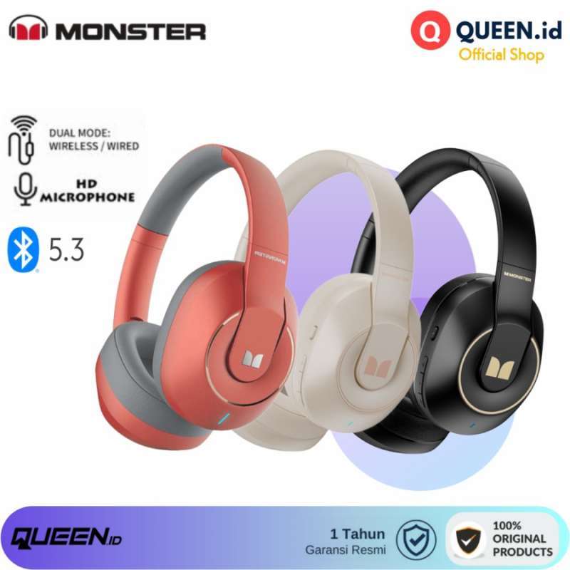 Jual MONSTER STORM XKH01 Wireless Bluetooth Headphone Wired Dual mode ...