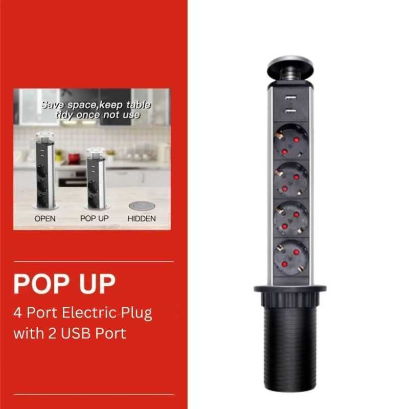 Jual stop kontak tanam meja pop up electric plug socket with usb port