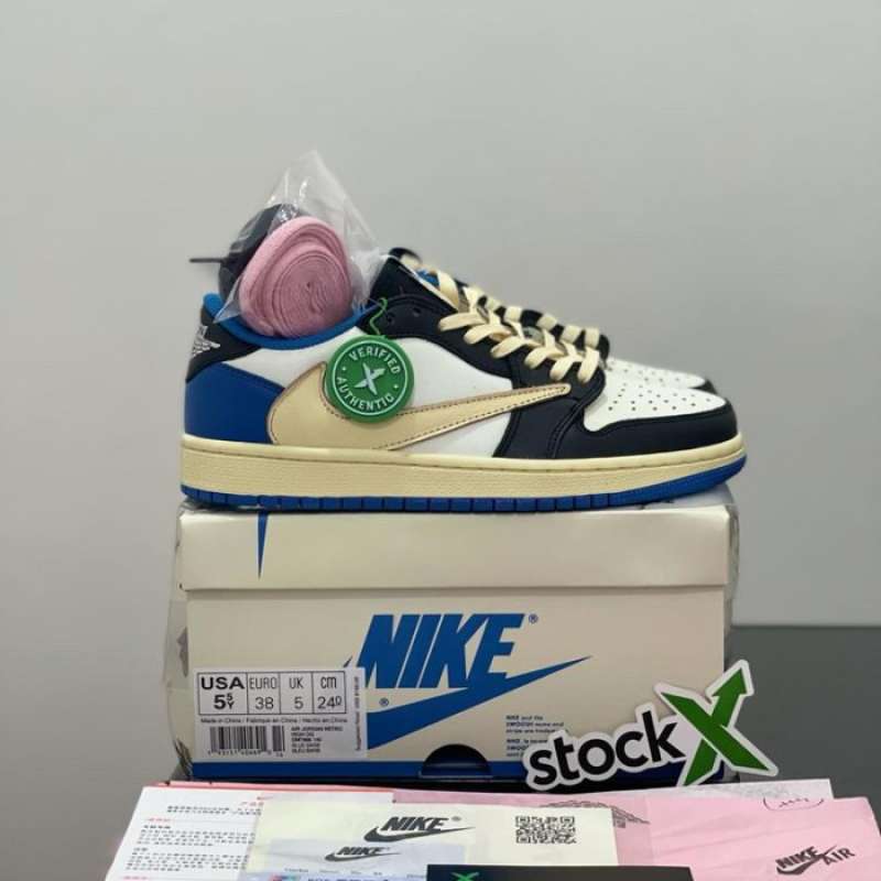 Jual SEPATU NIKE AIR JORDAN 1 LOW TRAVIS SCOTT FRAGMENT BLUE PK ...