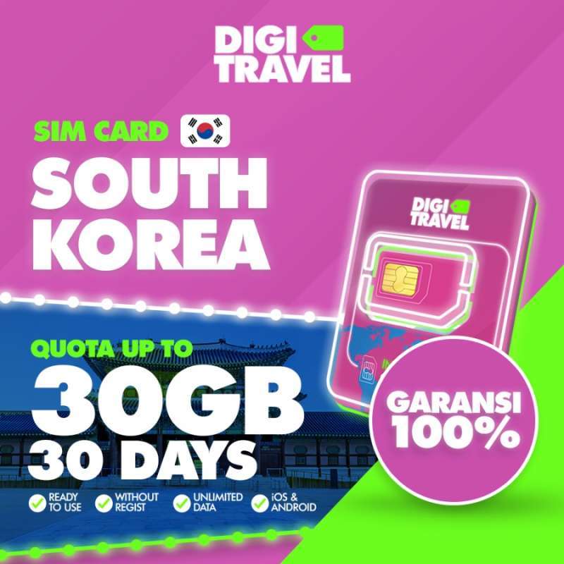 Promo DIGI TRAVEL Sim Card Korea Selatan Sim Card South Korea Extra Kuota 30GB 10 Hari
