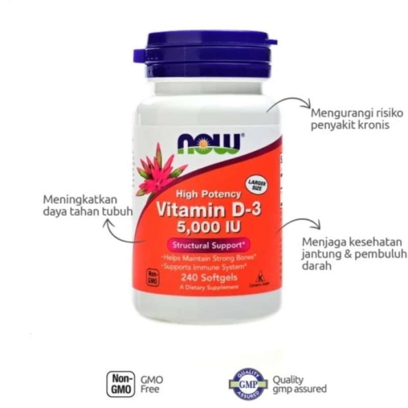 Jual NOW VITAMIN D3 HIGH POTENCY 50MCG , 2,000 IU, 240 SOFTGELS di