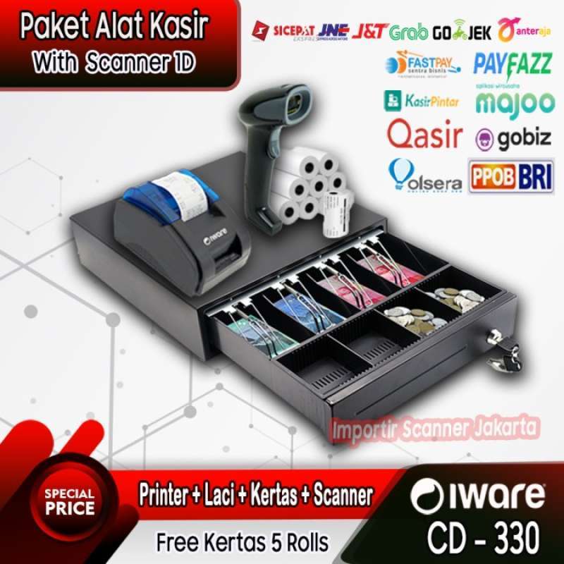Promo PAKET KASIR ANDROID BLUETOOTH ( CASH DRAWER + PRINTER +SCANNER