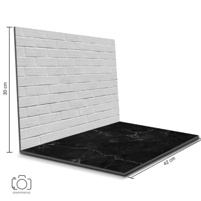 Jual Alas Foto Lipat Bata Putih & Marmer Hitam 42 x 30 cm
