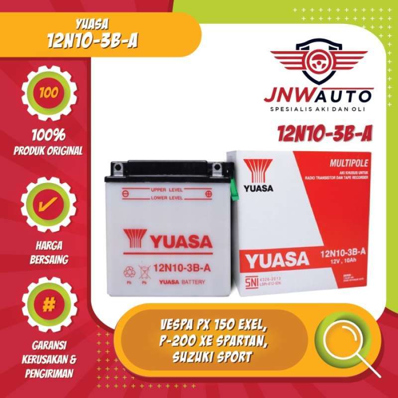Jual Aki Motor Yuasa 12n10-3b Vespa Px-150 Excel, Suzuki Sport, Binter