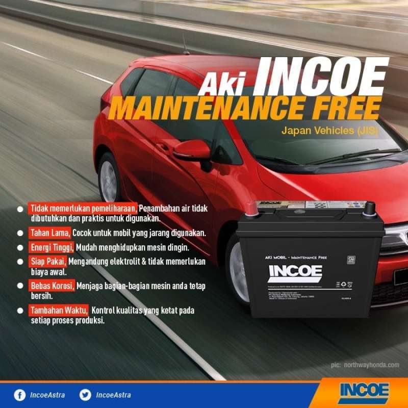 Promo Aki Mobil Toyota Yaris INCOE MF Astra NS60LS Aki Kering 12V