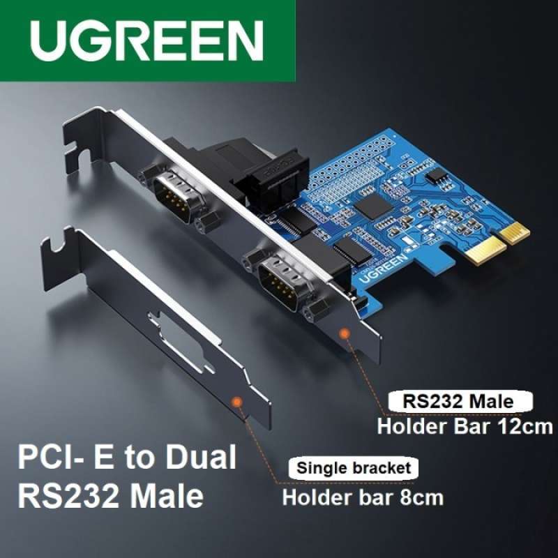 Promo Ugreen PCIE to 2 Port RS232 DB9 Serial Adapter Card 80116