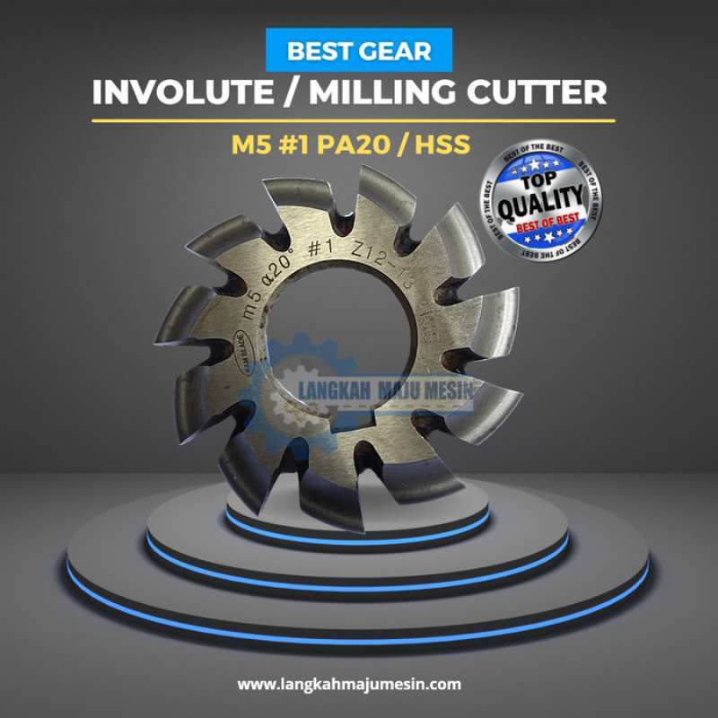 Jual Gear Involute Cutter Modul M5 No 1-8 Pa20 Satuan Milling Cutter M5 ...