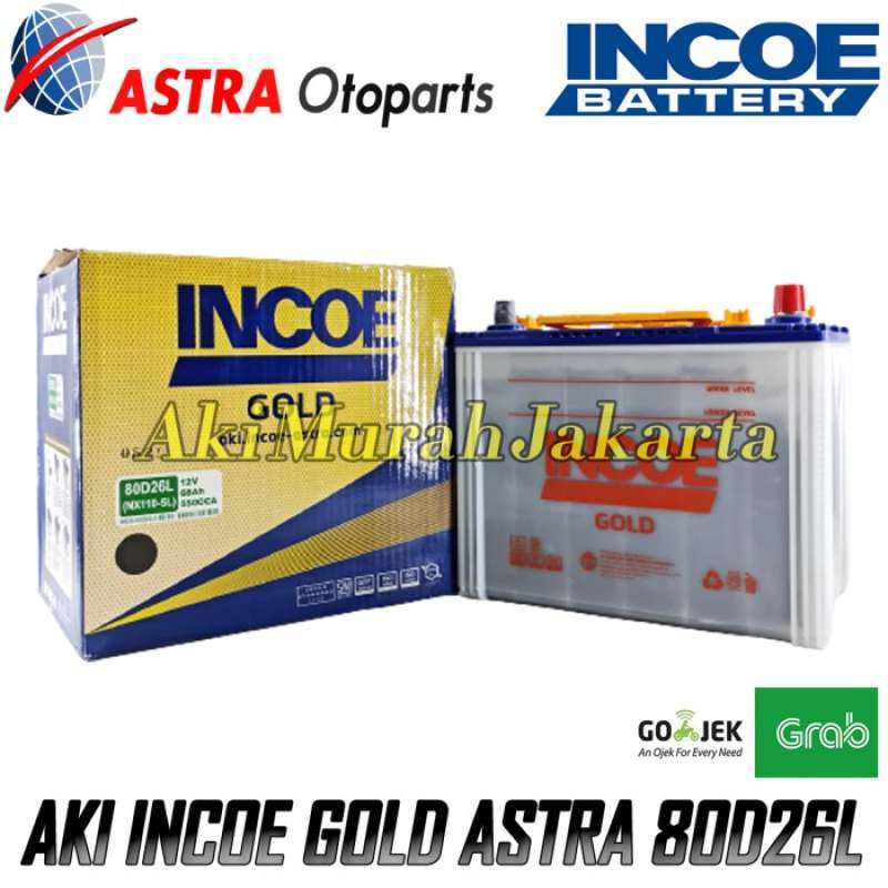 Jual Aki Mobil Toyota Harrier 80D26L INCOE GOLD ASTRA Aki Basah 12V