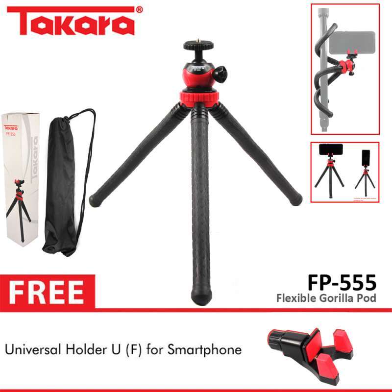 Jual TAKARA FP555 Tripod Mini Ballhead Gorilla Pod Camera DSLR + Holder HP di Seller
