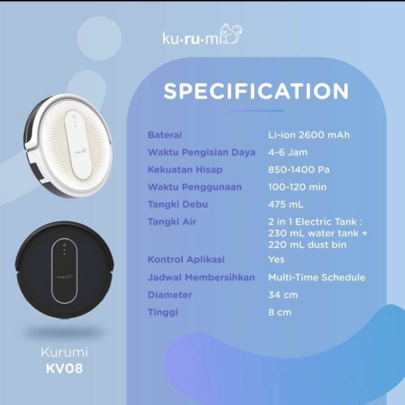 Jual Kurumi Kv08 / Robot Vacuum Cleaner Kurumi Kv08 Mopping With