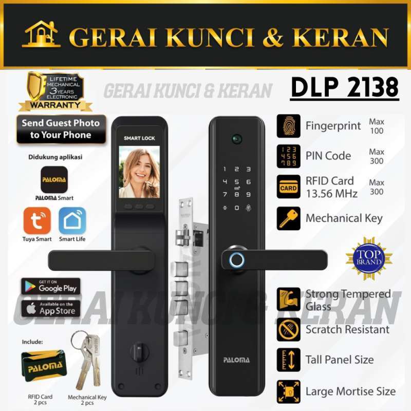 Jual PALOMA DLP 2138 Smart Digital Door Lock Camera Viewer Kunci Pintu