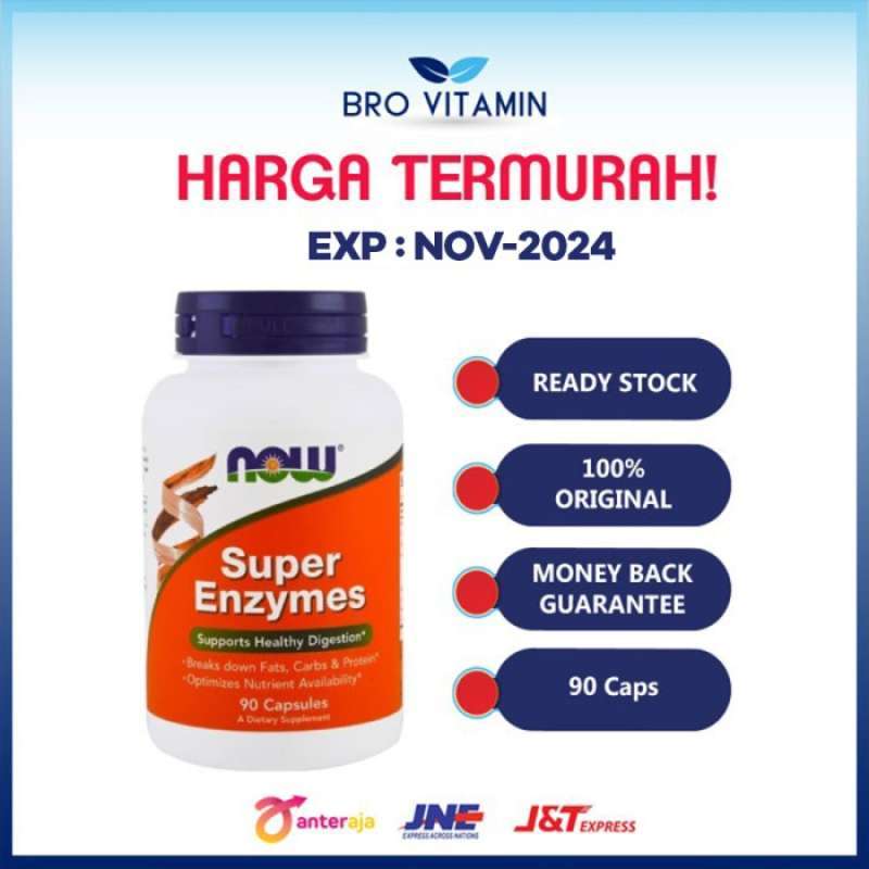 Promo Now Foods Super Enzymes 90 Capsules enzim pencernaan gerd maag