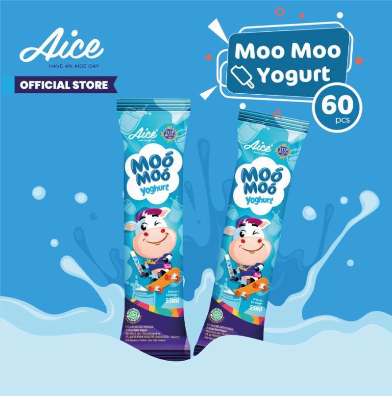 Promo AICE Moo Moo Yoghurt 55ml (1 karton = isi 60pcs) Diskon 35 di