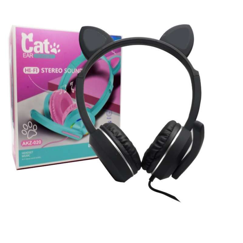 Promo CAT EAR HEADSET STEREO HEADPHONE GAMING UNTUK PC LAPTOP AKZ020 XIONSTORE Grey Pinky