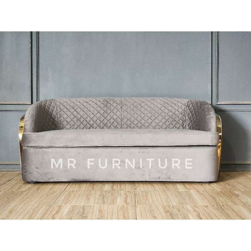 Jual Sofa Two Seater Minimalis Loaf Sofa Stainless Gold di Seller
