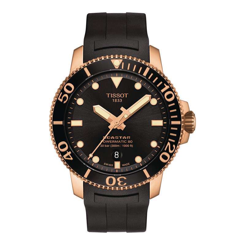 Tissot Seastar 1000 Powermatic 80 Black Dial Black Rubber Strap Watch for Men - T120.407.37.051.01