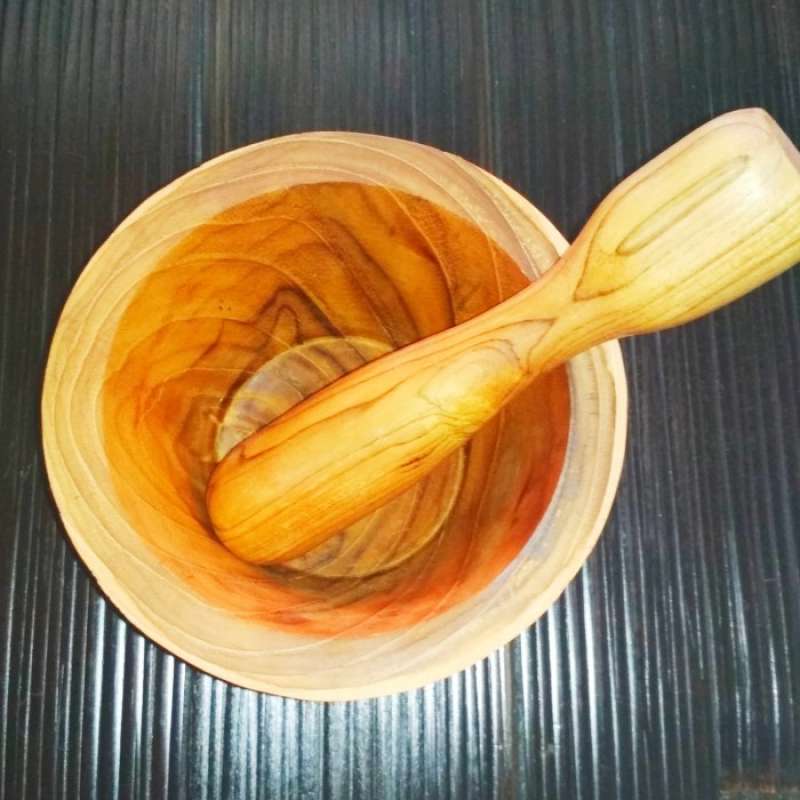 Jual Teak Wood Mortar And Pestle Lumpang Kayu Jati Cobek Kayu Di Seller ...