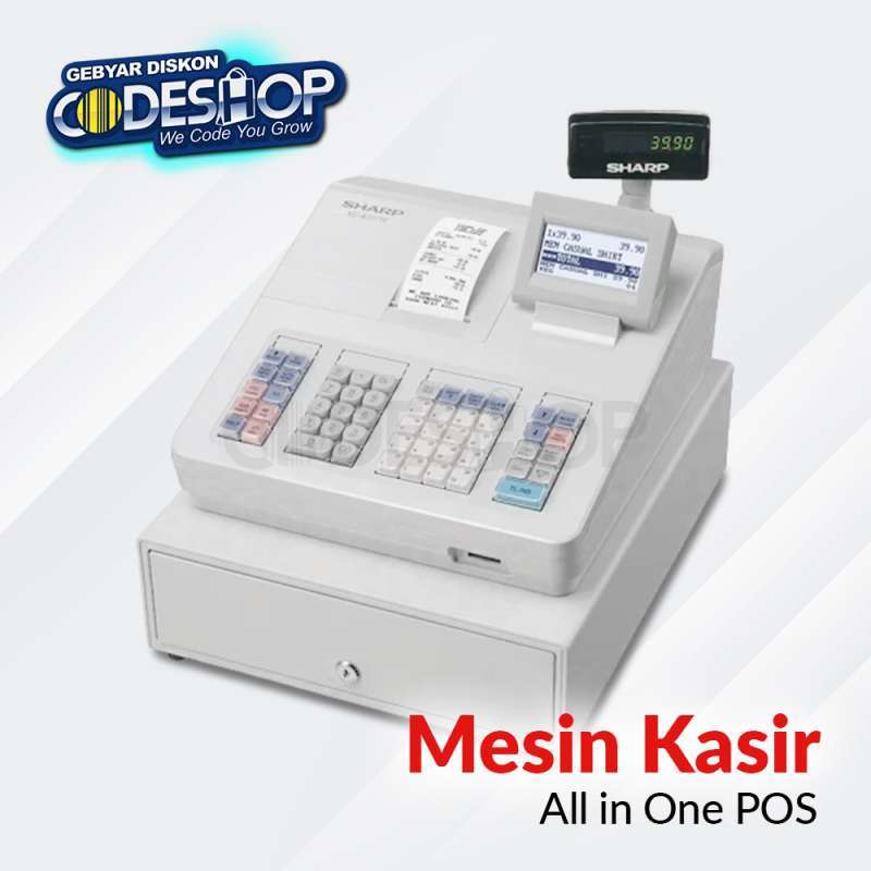 Jual Sharp XEA207W Mesin Kasir Cash Register with Customer Display Printer Thermal 58mm di