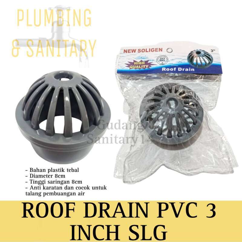 Jual Roof drain PVC tebal 3 inch saringan talang air pembuangan saringan air atas plastik tebal