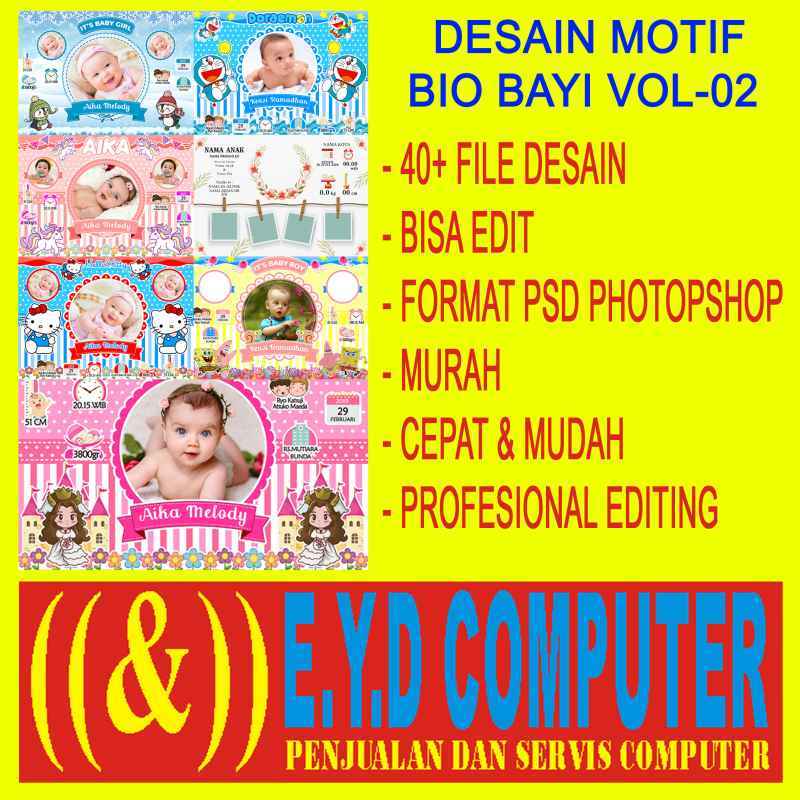 Jual DESAIN TEMPLATE MOTIF BIO BAYI VOL-02 BIODATA KELAHIRAN BABY di ...