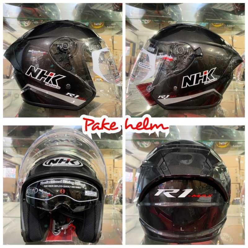 Jual HELM NHK R1 MAX ABU TUA HALF FACE DOUBLE VISOR di Seller PAKE HELM