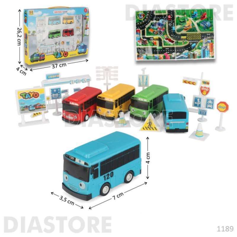 Jual 1189 Parking Lot Track Bus 7 cm P/B Mirip Karakter Tayo 4 Pcs