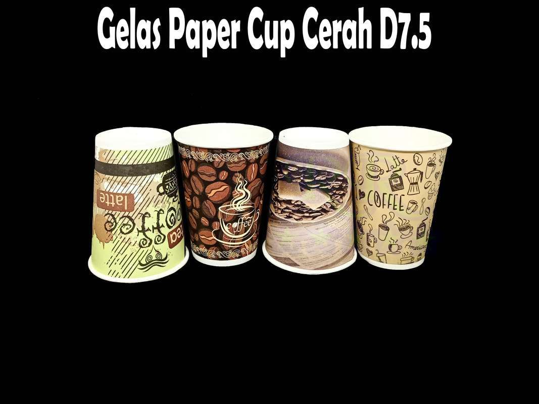 Jual GELAS PAPER CUP 8 OZ MOTIF CERAH D7.5 @50 PCS - GELAS KOPI / TEH ...