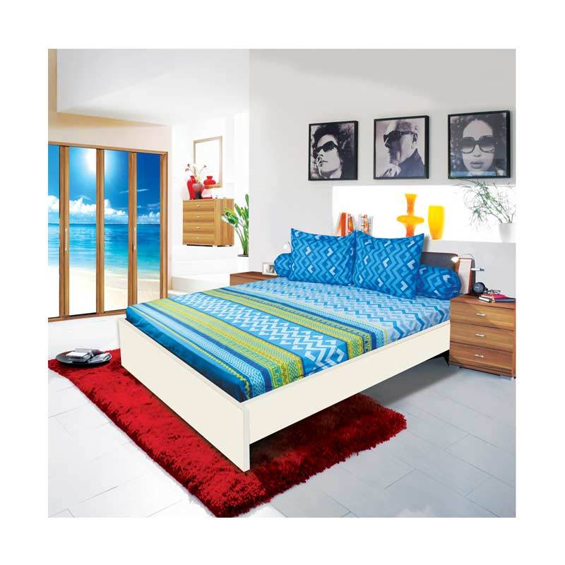 jual my motif aztec set sprei blue 180 x 200 x 22 jual my motif aztec set sprei blue 180 x 200 x 22