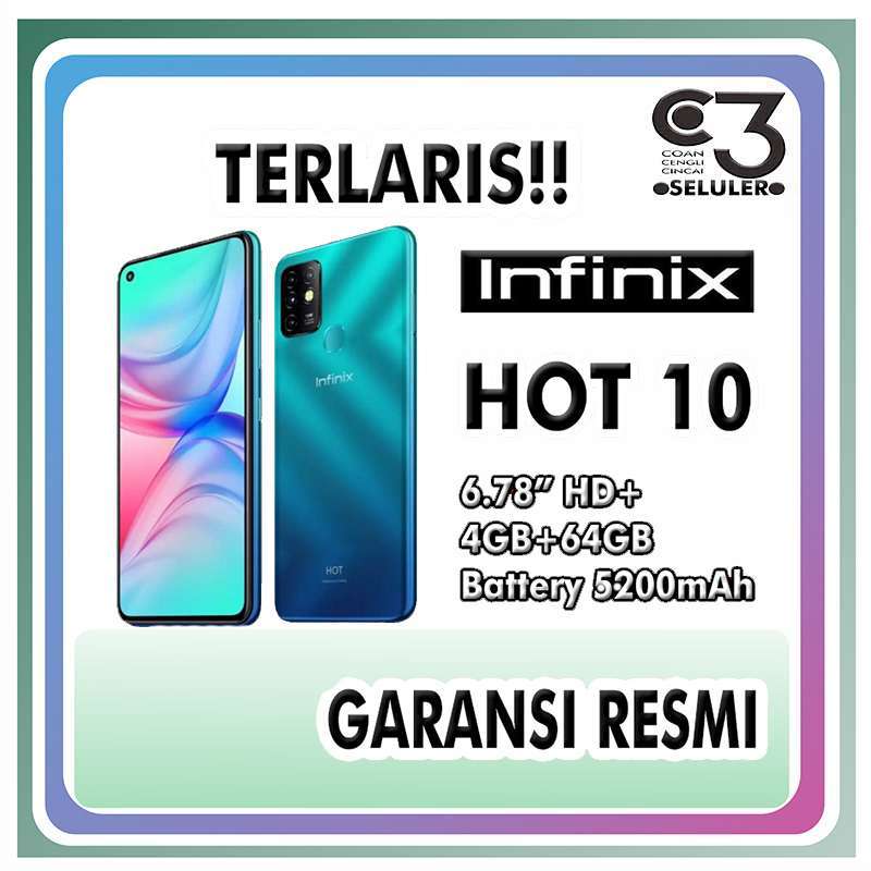 Jual HP INFINIX HOT 10 4/64 RAM 4GB ROM 64GB di Seller C3 Seluler