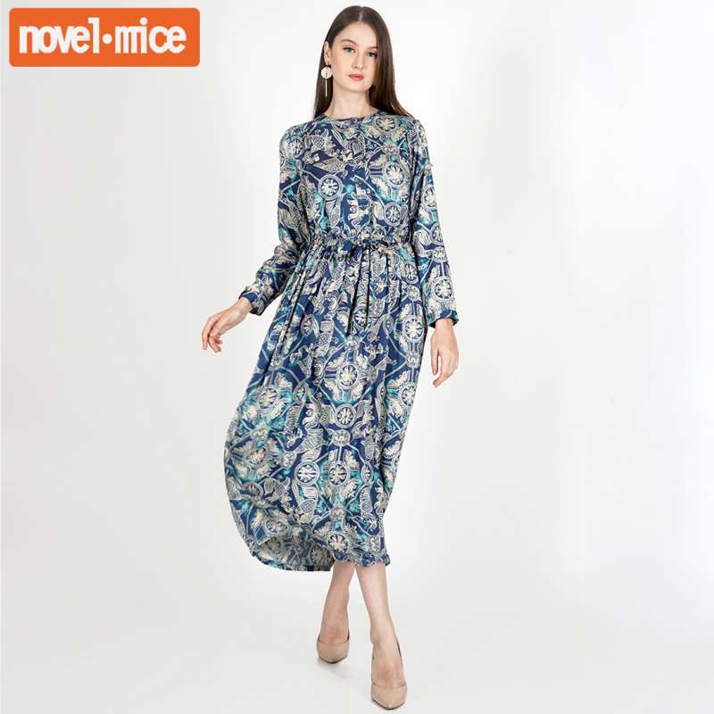 Jual Novel Mice - Gamis | Ethnic Tunic Print Blue Paisley Dress di