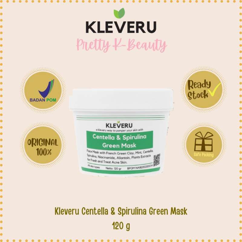 Promo KLEVERU Centella and Spirulina Green Mask 120 g Diskon 5 di