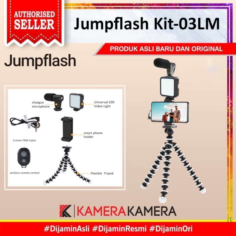 Jual KameraKamera Jumpflash Vlogging Kit03LM Shotgun Mic with LED For