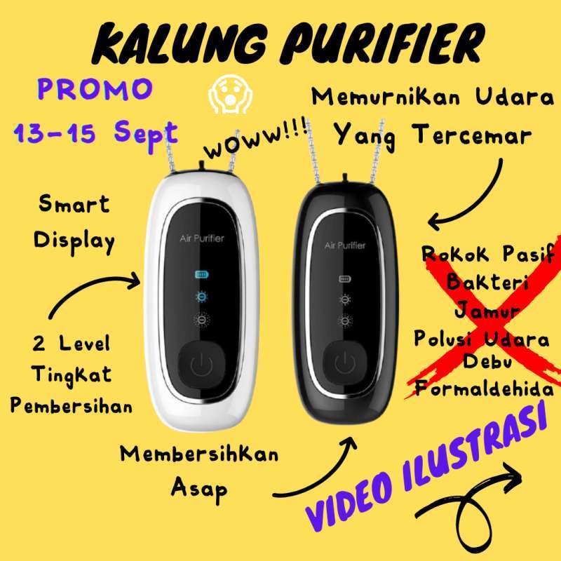 Jual Kalung Air Purifier Smart Anion Pembersih Udara Portable PUTIH